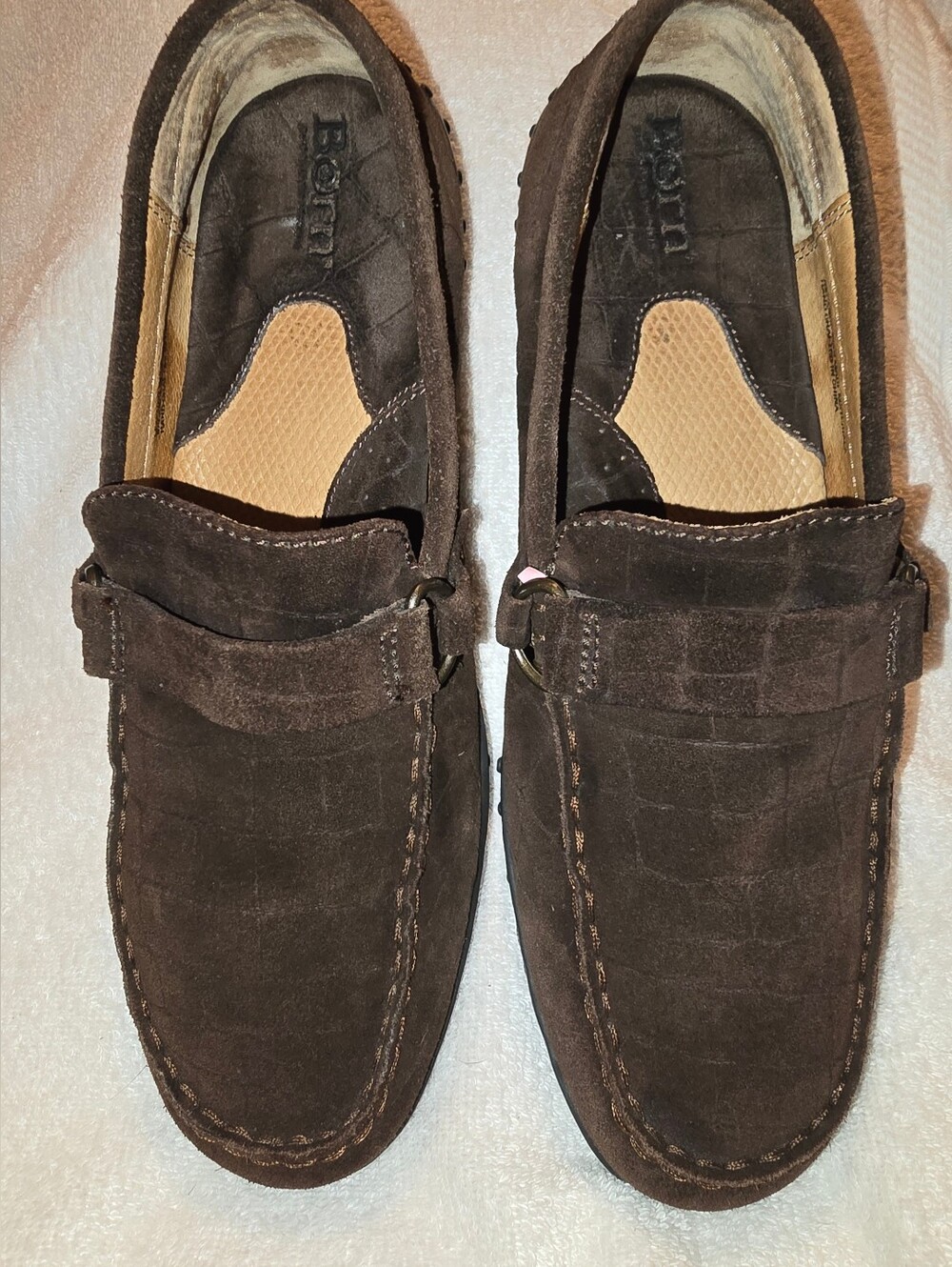 Born Women’s Dark Brown Suede Driving Loafers Shoes Size 9 M/W EUC
